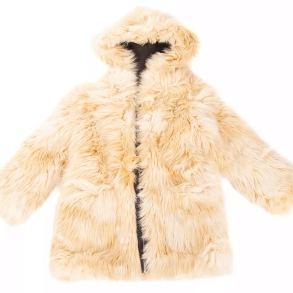 Douuod Heavy Faux Fur Ivory Coat Made in Italy